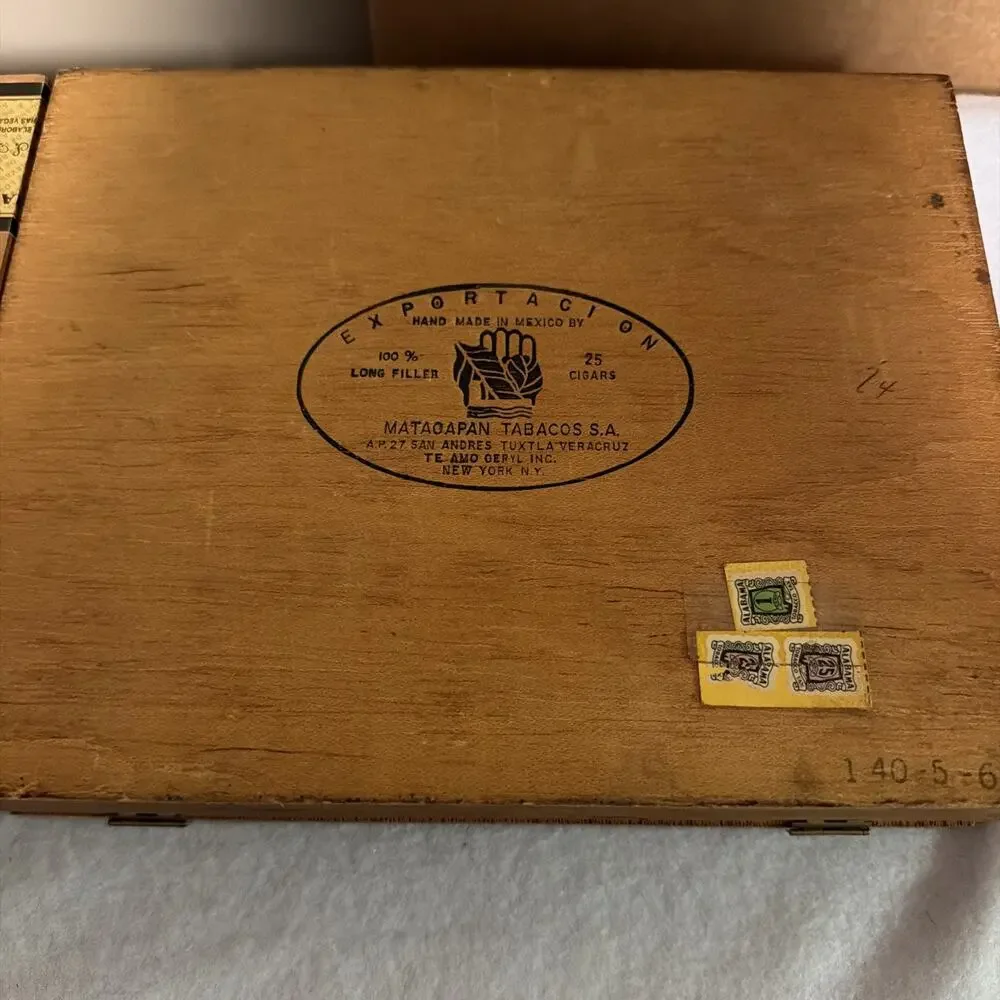 Vintage TE-AMO Wooden Hinged Cigar Box & Fittipaldi Empty Cigar Box